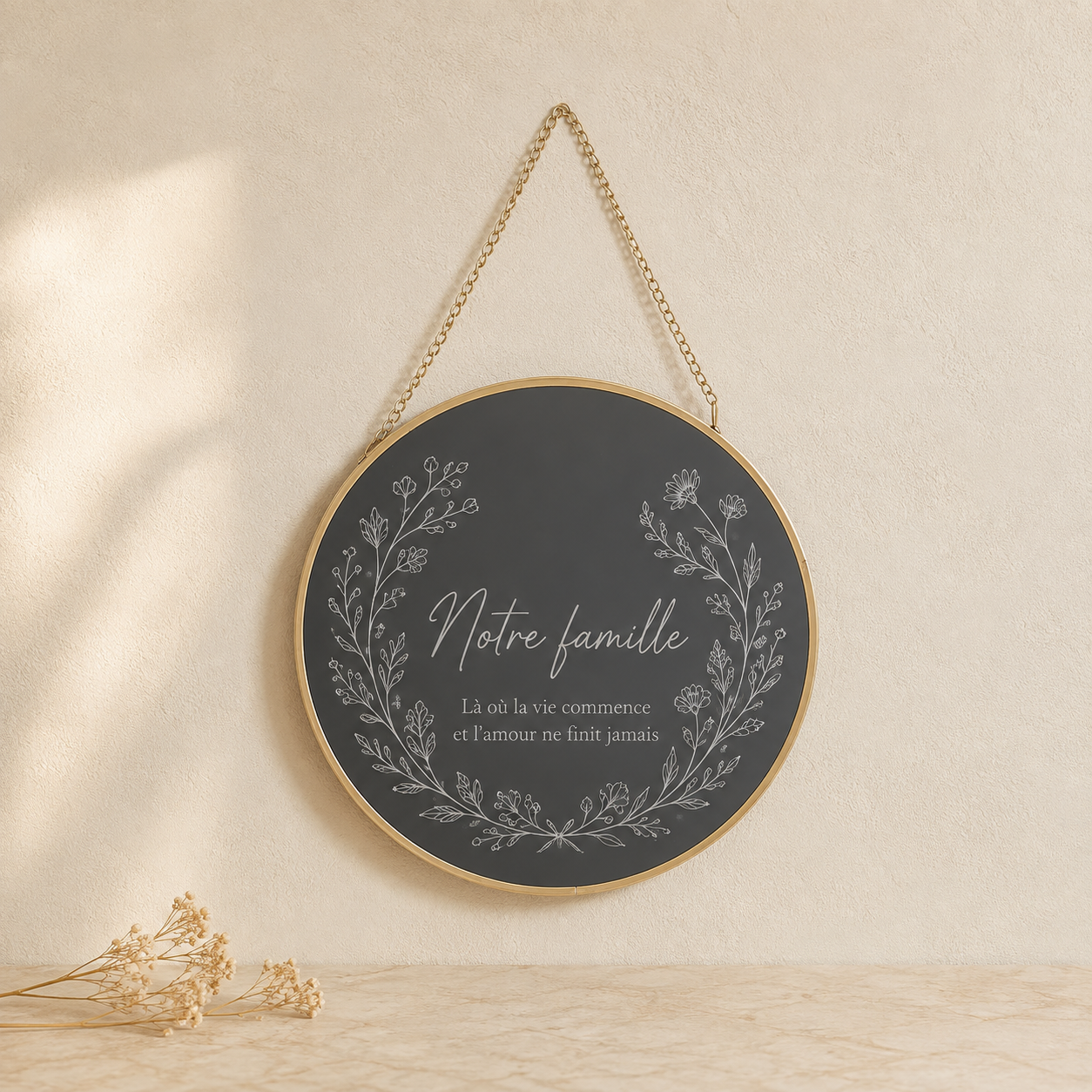 Miroir Rond Gravé Personnalisé — Kokoon Blanc – Image 2