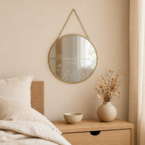 Miroir Rond Gravé Personnalisé — Kokoon Blanc