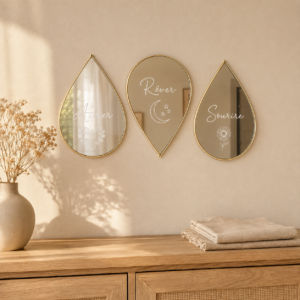 Trio de Miroirs Goutte Dorés Personnalisés
